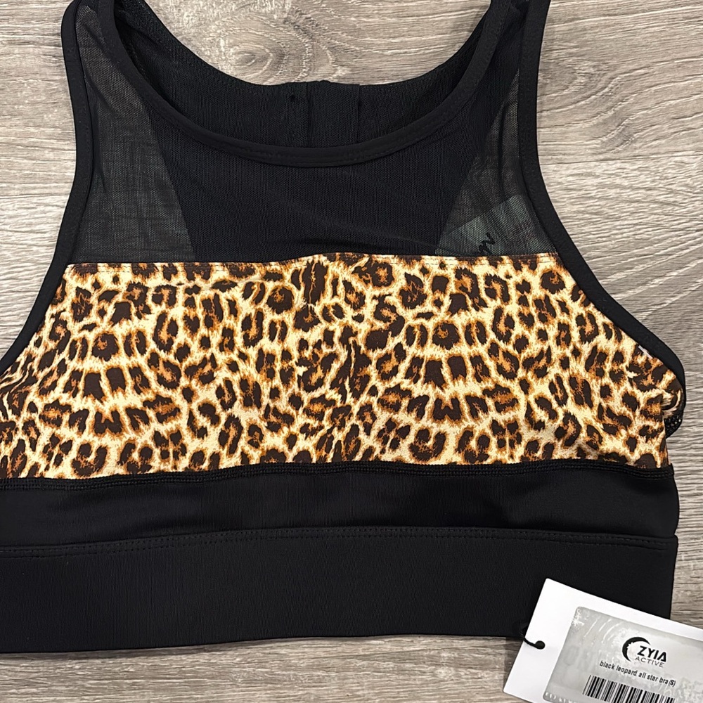 ZYIA Black and Brown Leopard Sports Bra Intimates